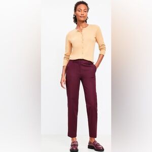 LOFT Riviera slim pants in burgundy, size 6
